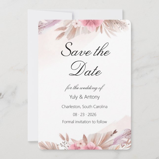 Romantic Blush Pink Champagne Marriage Reminder Save The Date (Front)