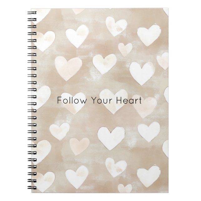 Romantic Blush Pink Cream Cream Hearts   Notebook (Front)