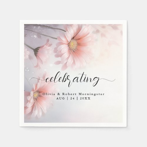 Romantic Blush Pink Daisies Napkins