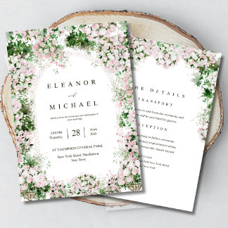 Romantic Blush Pink Floral Arch Garden Wedding Invitation