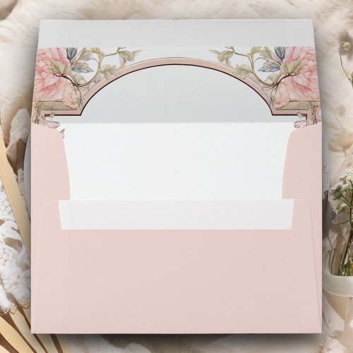 Romantic Blush Pink Floral Arch Wedding Envelope