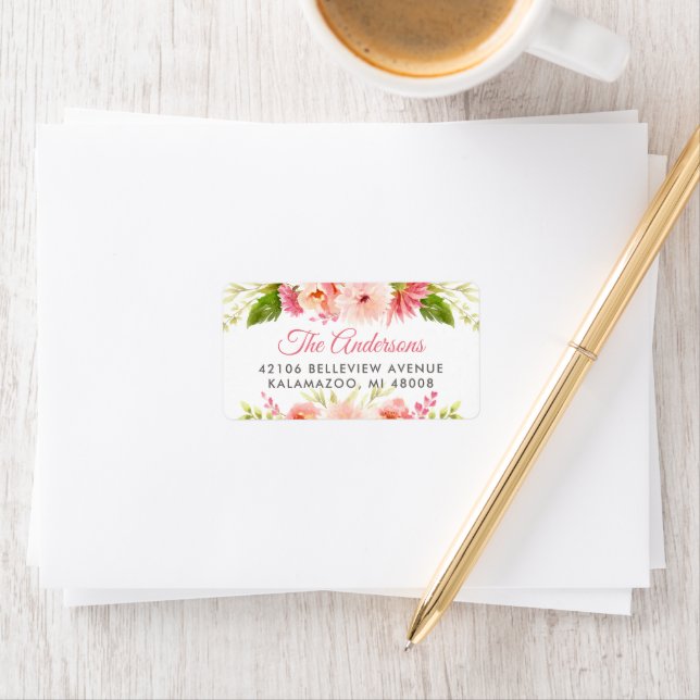 Romantic Blush Pink Floral Wedding Address Label (Insitu)