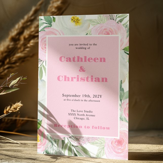Romantic Blush Pink Floral Wedding Invitation (Creator Uploaded)