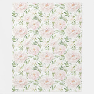 Romantic Blush Pink Flowers Fleece Blanket
