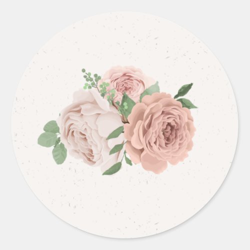 romantic blush pink flowers  leaves classic round classic round sticker