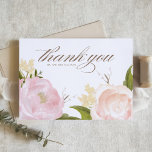 Romantic Blush Pink Garden Roses Botanical Wedding Thank You Card<br><div class="desc">Send thank you to family and friends for being part of your special day with this beautiful botanical thank you card. It features watercolour blush pink garden roses, baby's breath and greenery. This botanical thank you card is perfect for weddings and other events. Personalize by adding your details. This floral...</div>