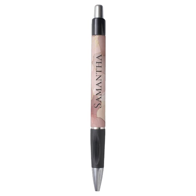 Romantic Blush Pink Gold Floral  Pen (Front Vertical)