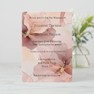 Romantic Blush Pink Gold Floral Wedding Invitation