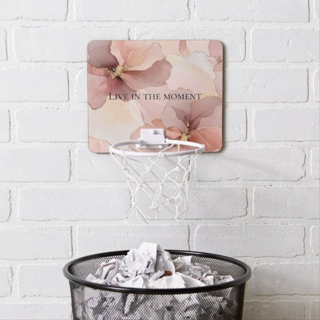 Romantic Blush Pink Gold Floral Wedding Mini Basketball Hoop (In Situ)