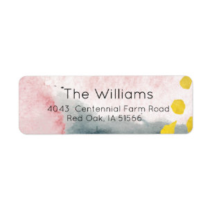 Romantic Blush Pink Gray and Gold Watercolor Label