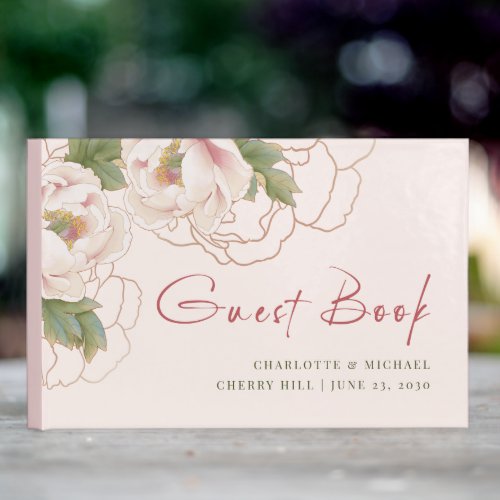 Romantic Blush Pink Peony Floral Guest Book