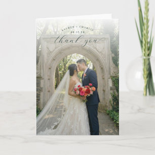 Romantic Blush Pink Photo Letterpress Thank You Card