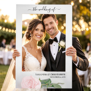 Romantic Blush Pink Rose Elegant Wedding Selfie Frame