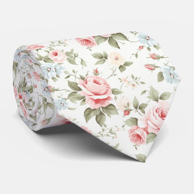 Romantic Blush Pink Rose Special Occasion Neck Tie (Rolled)