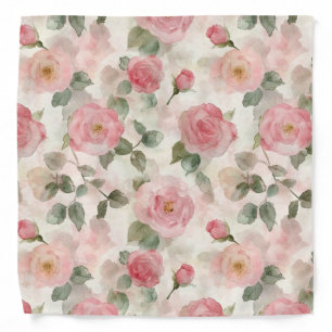 Romantic Blush Pink Roses Floral Bandana