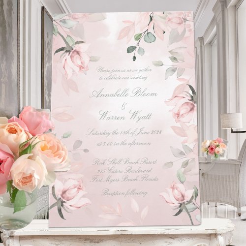 Romantic Blush Pink Secret Garden Roses 2 Wedding Invitation