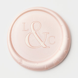 Romantic Blush Pink Serif Wedding Wax Seal Sticker