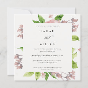 ROMANTIC BLUSH PINK WATERCOLOR FLORAL ENGAGEMENT INVITATION