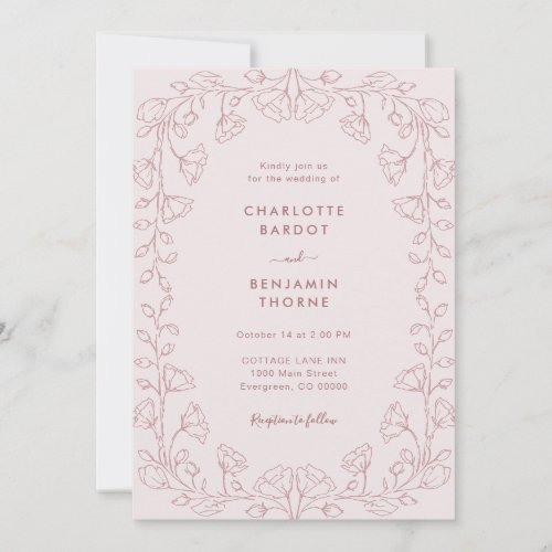 Romantic Blush Pink Wedding Invitation