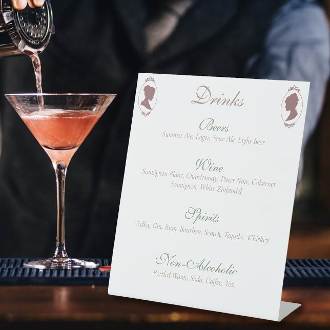 Romantic Blush Regency Lesbian Drinks  Pedestal Sign (Creator Uploaded)