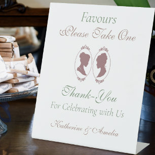 Romantic Blush Regency Lesbian Favors Pedestal Sign