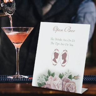 Romantic Blush Regency Lesbian Open Bar Pedestal Sign