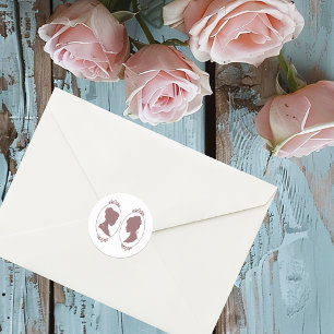 Romantic Blush Regency Lesbian Wedding Classic Round Sticker