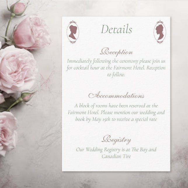 Romantic Blush Regency Lesbian Wedding Enclosure Card (Creator Uploaded)