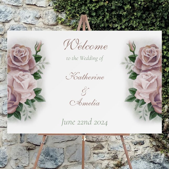 Romantic Blush Regency Lesbian Wedding Foam Board (Creator Uploaded)