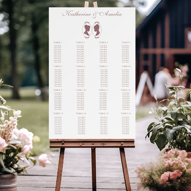 Romantic Blush Regency Lesbian Wedding Foam Board (Creator Uploaded)