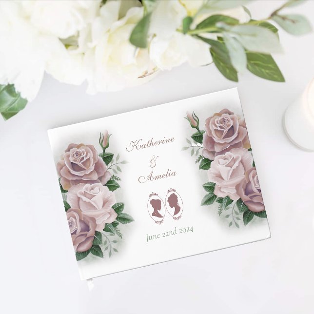 Romantic Blush Regency Lesbian Wedding Guest Book (Creator Uploaded)