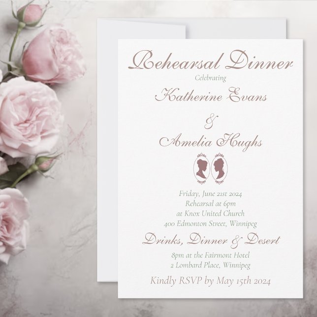 Romantic Blush Regency Lesbian Wedding Invitation (Creator Uploaded)