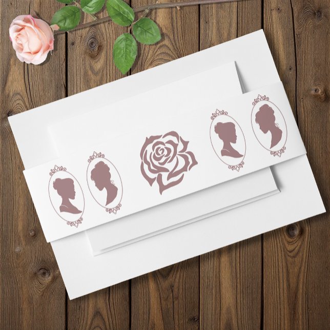 Romantic Blush Regency Lesbian Wedding Invitation Belly Band (Creator Uploaded)