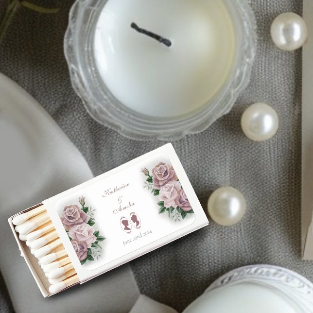 Romantic Blush Regency Lesbian  Wedding Matchboxes (Creator Uploaded)