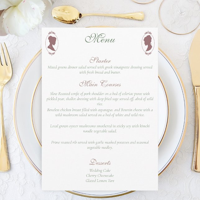 Romantic Blush Regency Lesbian Wedding Menu (Creator Uploaded)