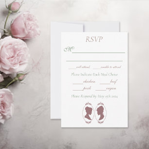 Romantic Blush Regency Lesbian Wedding RSVP Card