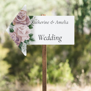 Romantic Blush Regency Lesbian Wedding Sign