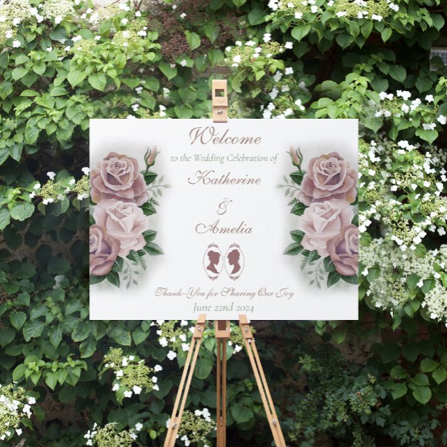 Romantic Blush Regency Lesbian  Wedding Sign (Creator Uploaded)