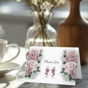 Romantic Blush Regency Lesbian Wedding Thank You Card
