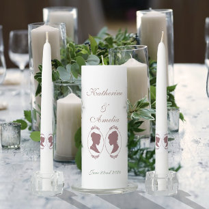 Romantic Blush Regency Lesbian Wedding Unity Candle Set