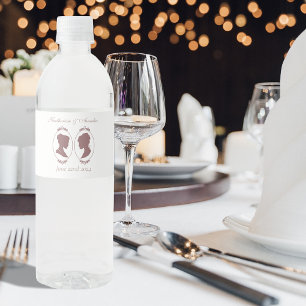Romantic Blush Regency Lesbian Wedding Water Bottle Label