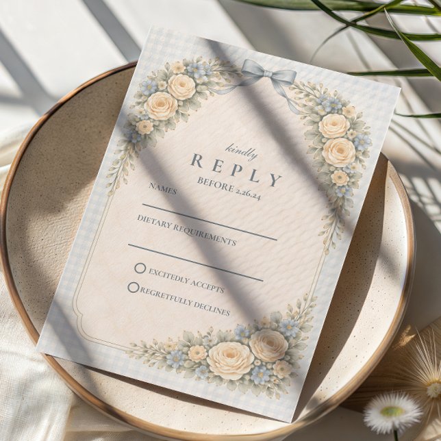 Romantic Blush Rose Arch Wedding RSVP Card (Creator Uploaded)