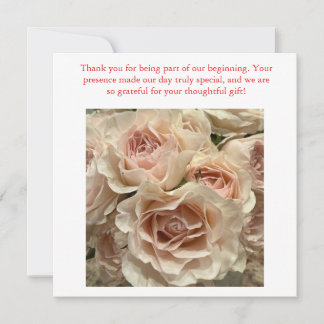 Romantic Blush Rose Bouquet Wedding Thank You Note Card