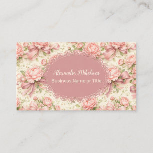 Romantic Blush Rose Bow Branding Business Card