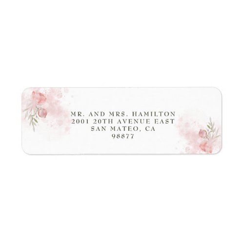 Romantic Blush Rose Floral Elegant Wedding Label