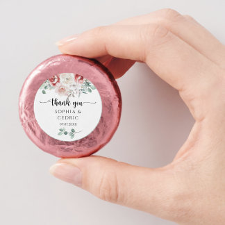Romantic Blush Rose Floral Wedding Thank You Dipped Oreo Cookie Favors