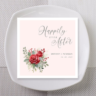 Romantic Blush Rose Happily Ever After Napkins
