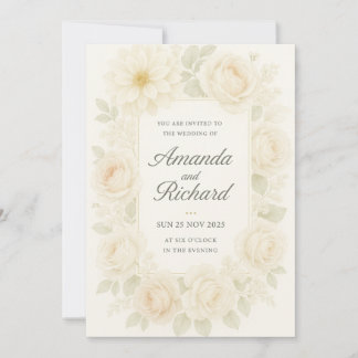 Romantic Blush Rose Wedding Invitation