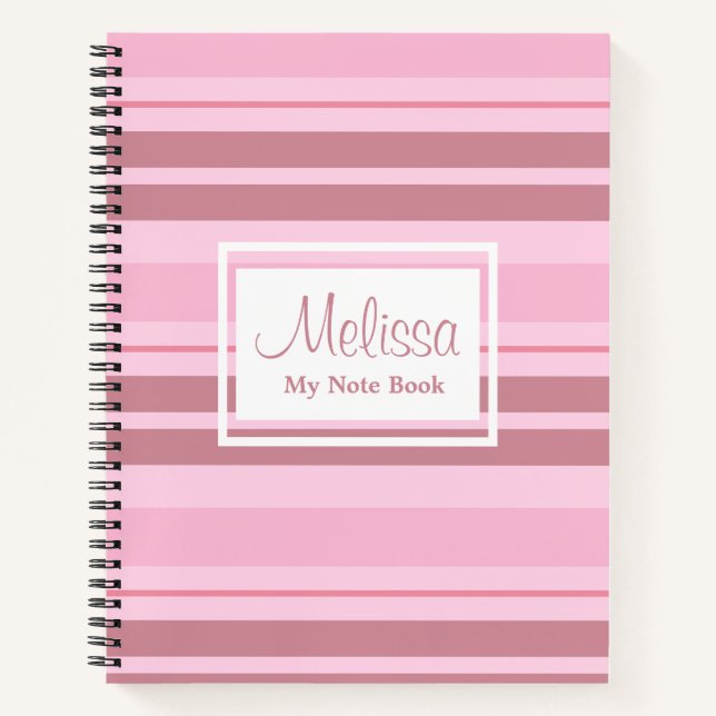 Romantic Blush Soft Monochromatic Pink Stripes Notebook (Front)