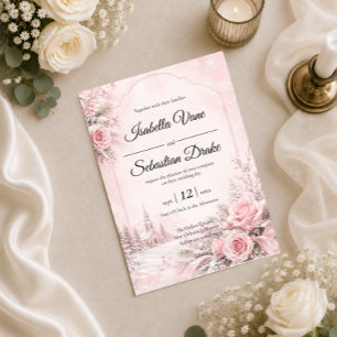 Romantic Blush Winter Wedding Invitation